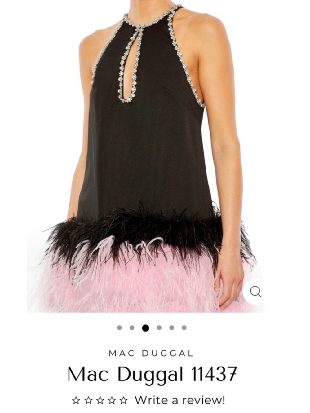 Mac Duggal Black and Pink Feathered Mini Dress